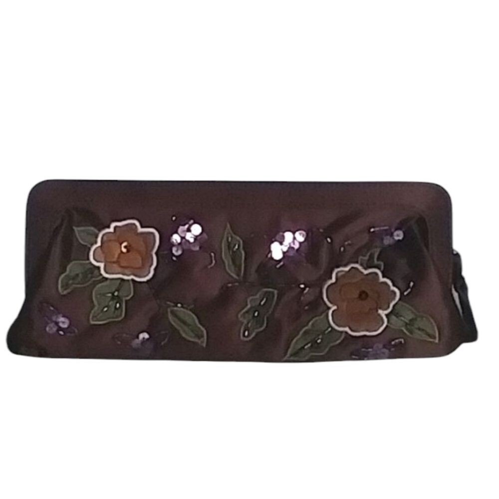 Clutch Bag Purse Avon Treselle Brown Satin Retired Chocolate Brown Nature 11X4.5